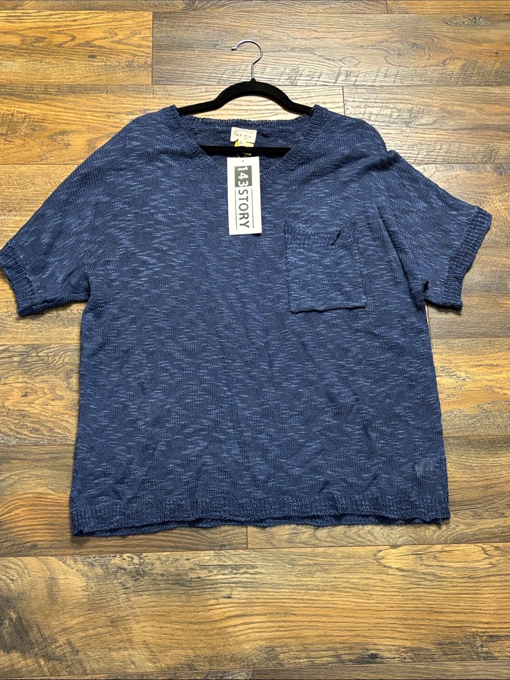 1.4.3. Story by Line Up Navy Short-Sleeve Pocket Knit Top